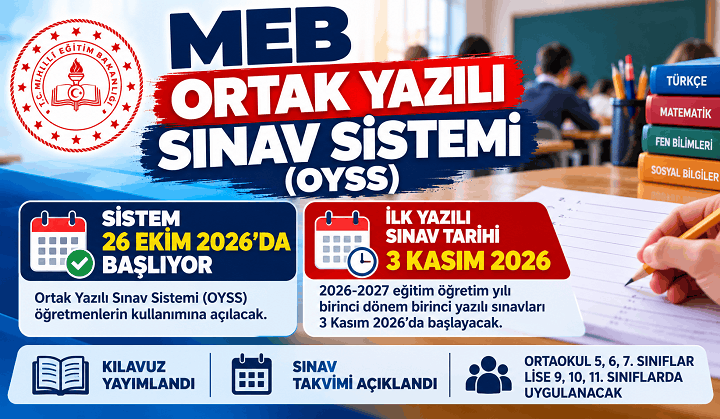 MEB Ortak Yazılı Sınav Sistemi (OYSS) Başlıyor! İşte Kılavuz ve Takvim